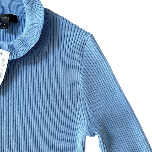 NWT J. Crew Supersculpt Ruffle Neck Mini Sweater Dress in Pale Seascape Size XS - Picture 6 of 12